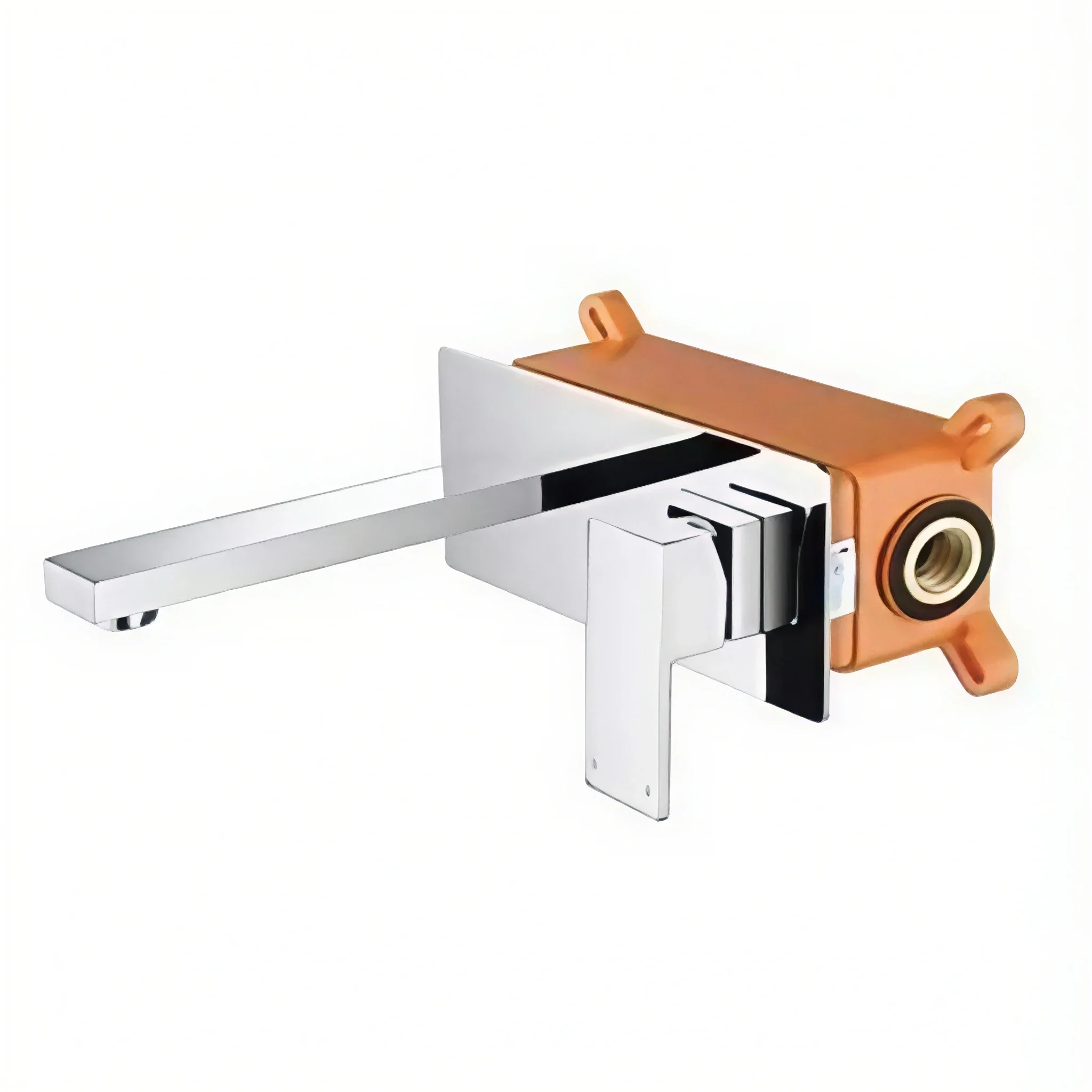 Wall-Mounted Single-Hole Basin Faucet Chrome Concealed Bathroom Faucet Brass Material Single-Handle Ceramic Valve Core