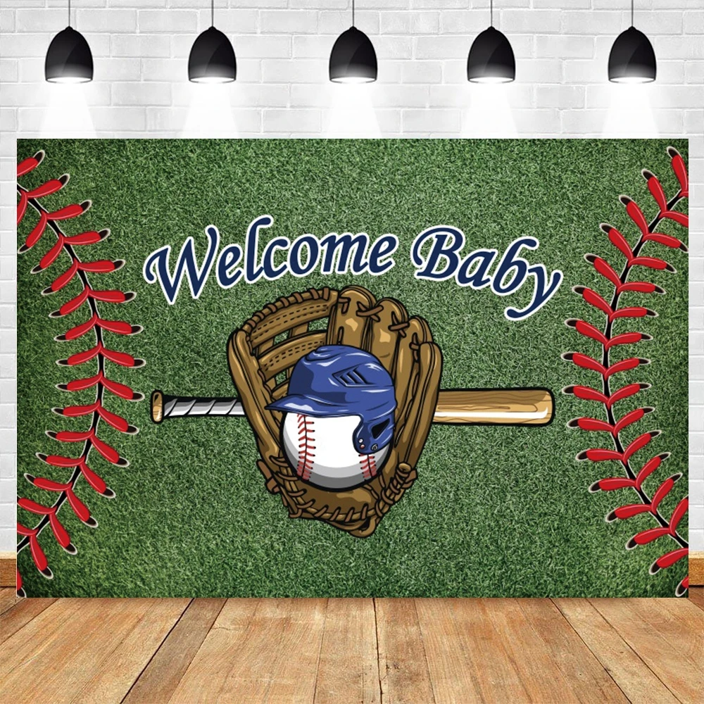 ภาพพื้นหลังวันเกิดของเด็กชายเบสบอลสำหรับถ่ายภาพสนามกีฬาทารกแรกเกิดฉากหลังของตกแต่งปาร์ตี้วันเกิดสตูดิโอถ่ายภาพ