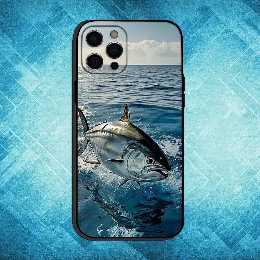 حافظة هاتف سمك الشبوط لهاتف آيفون 17،16،15،14،13،12،11 بلس، برو ماكس غطاء أسود ناعم #5