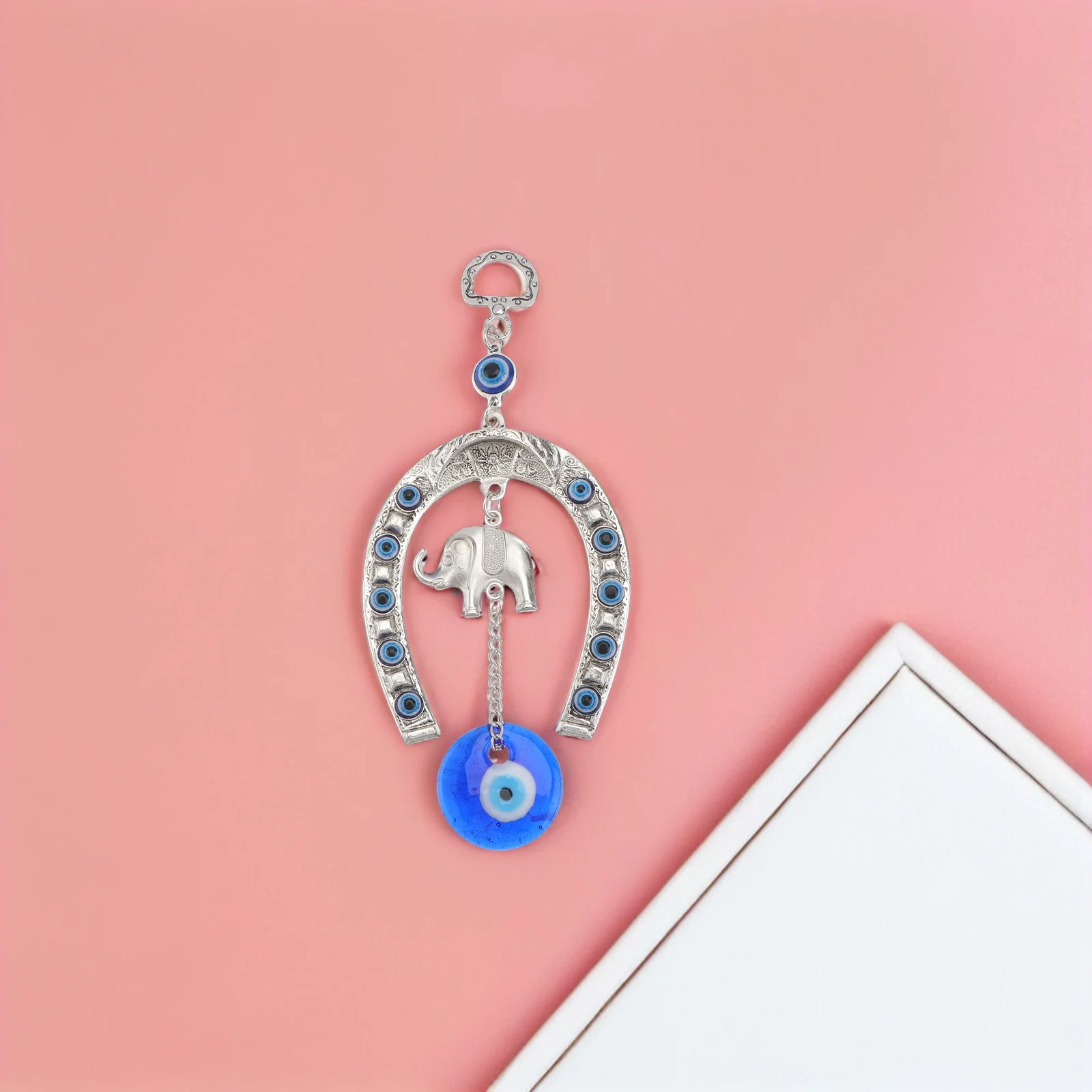 

Blue Eyes Hanging Pendant Horseshoe Elephant Shape Blessing Decor Amulet for Home Office Door Protection Luck Blue Eyes Pendant