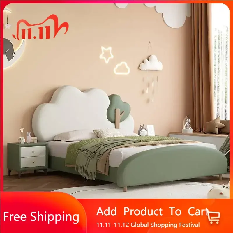 

Service Organizer Double Bed Princess Cute Floor Wooden Double Bed Headboards Display Modern Children Muebles Room Furniture