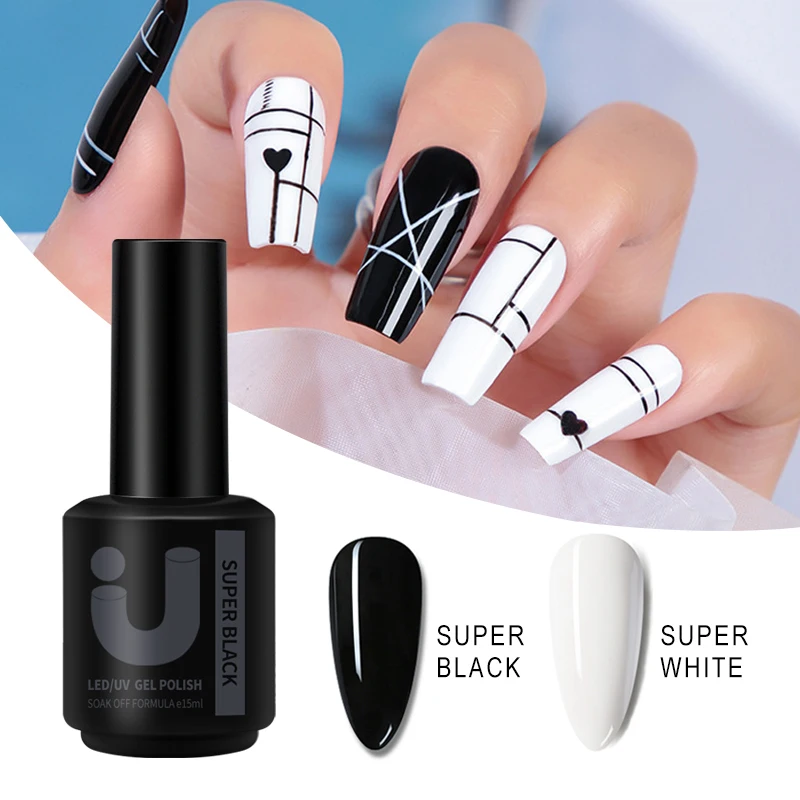 Super White Gel Nail Polish 15ml Semi-permanent Super Black Varnishes uv led Basis Colors Gel Polish Manicure Classic Gellac