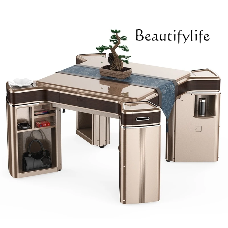 

Mahjong machine Automatic teahouse household luxury four-port machine Hemp roller coaster Mahjong table Dual-purpose