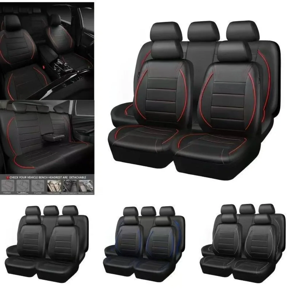 

9 Pcs Sandwich Stitching Polyester +Leather Universal Car Seat Cover