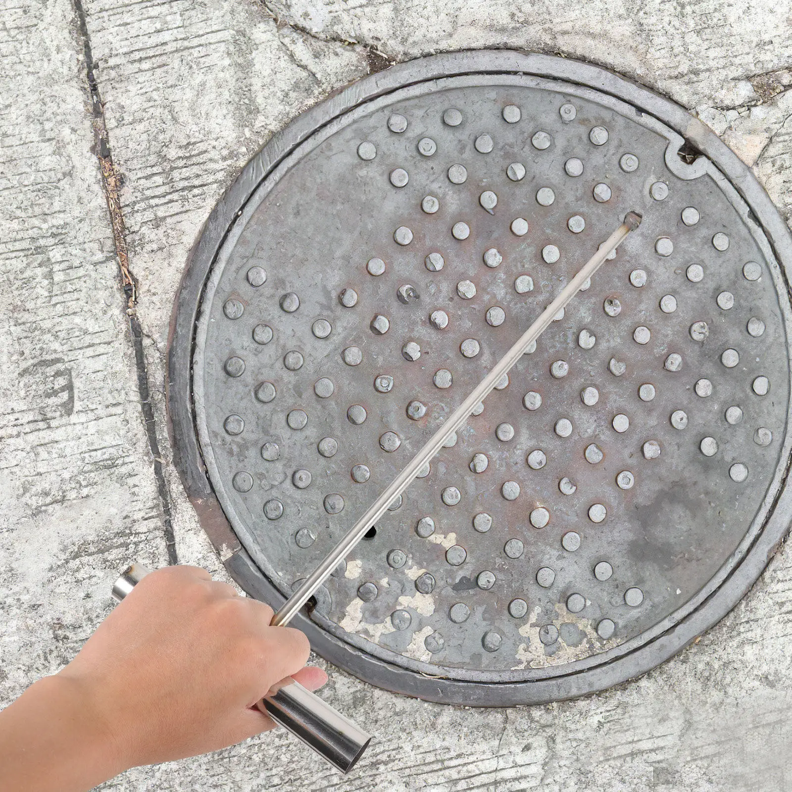 Multi-Use Rolling Door Hook Stainless Steel Manhole Cover Lifter Hook Tool for Garden Farm Courtyard Balcony Park