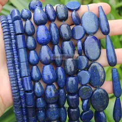 Natural Lapis Lazuli Oval Square tube Gemstone loose beads 15inch , For DIY Jewelry Making !