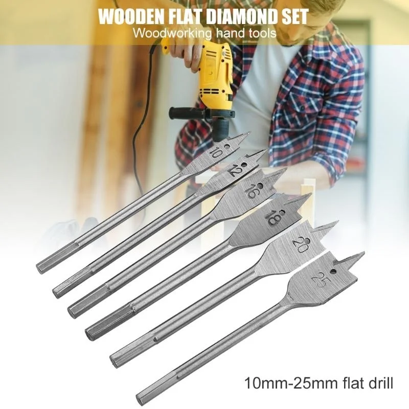 

6Pcs/Set Industrial Spade Paddle Flat Wood Woodworking Drill Bits Tools Kit