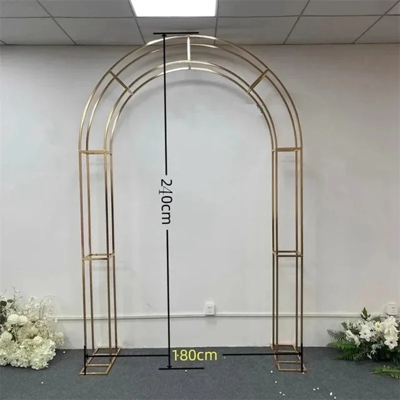 3pcs Shiny Gold Wedding Arch Background Flower Stand Birthday Party Outdoor Balloon Irregular Shape Stand Luxury Decoration