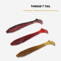 20PCS 1.3G 5.5CM T-Tail Worm Soft Lure for Boat Fishing - Multi-Colored Grubs for Bass and Pike