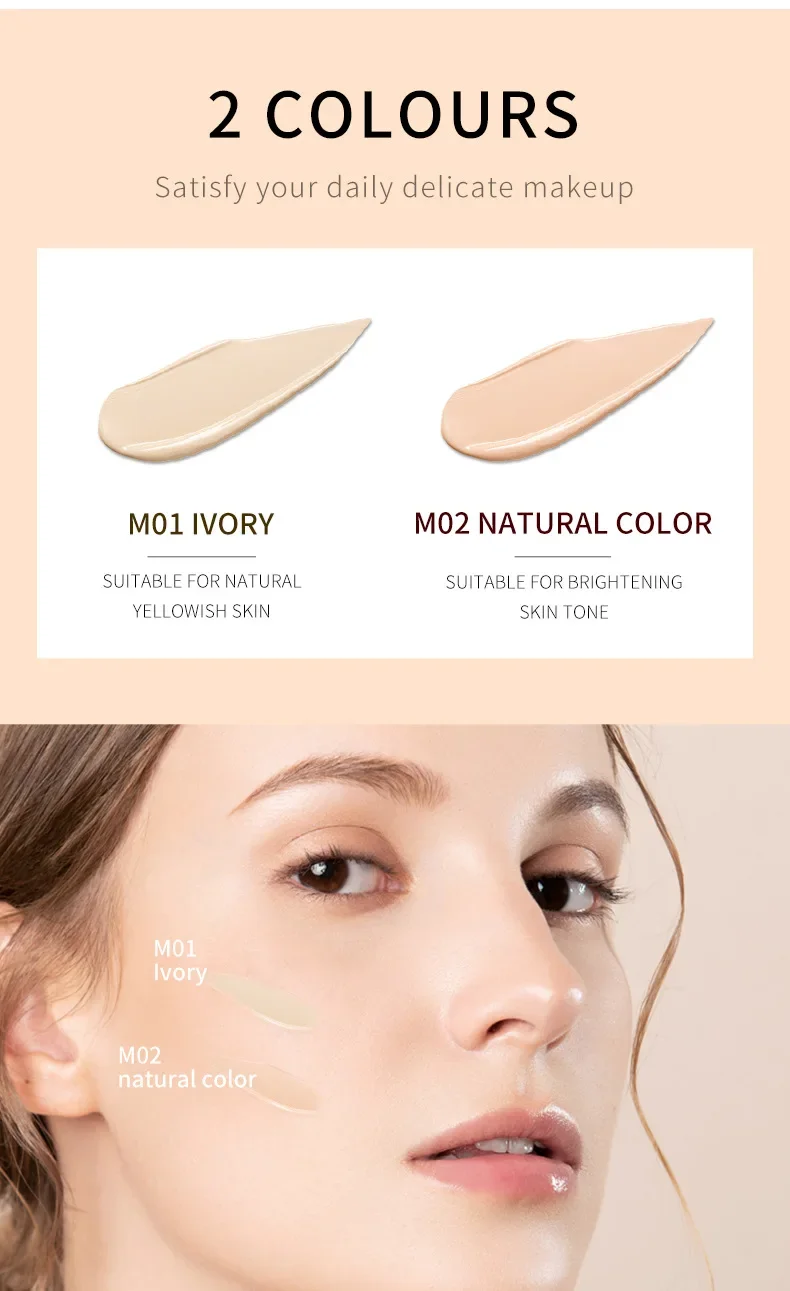 QIC ขวดนมขนาดเล็ก Liquid Foundation คอนซีลเลอร์ Moisturizing Clear กันน้ํา Natural Brightening แต่งหน้าสําหรับใบหน้า
