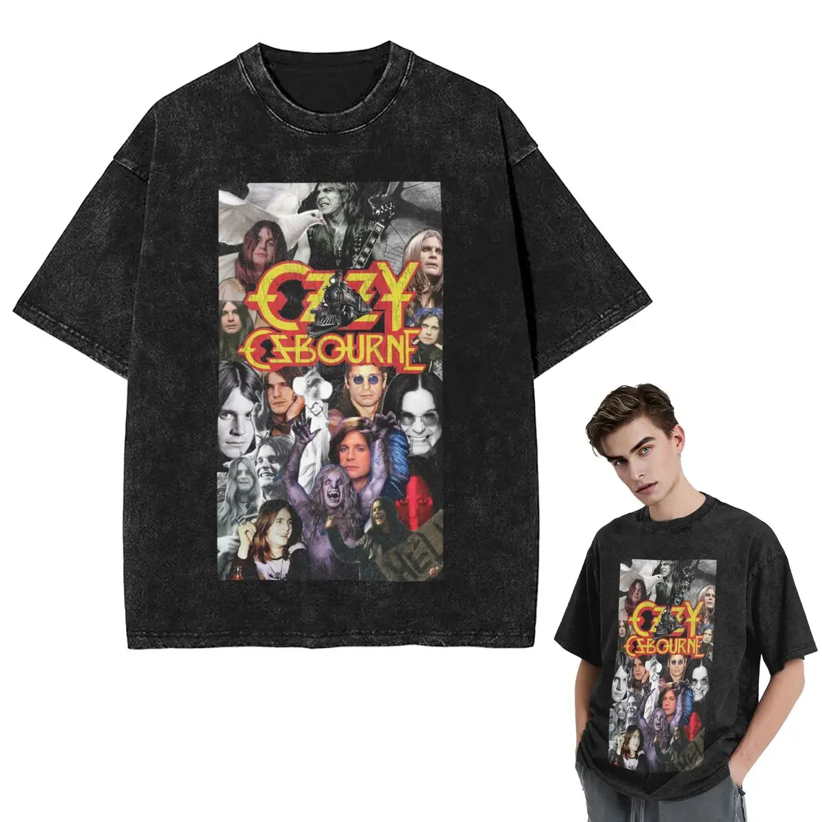 

Ozzy Osbourne Merch Washed T Shirts Harajuku Short Sleeve Hip Hop T-Shirt Streetwear Tops Tees for Men Women