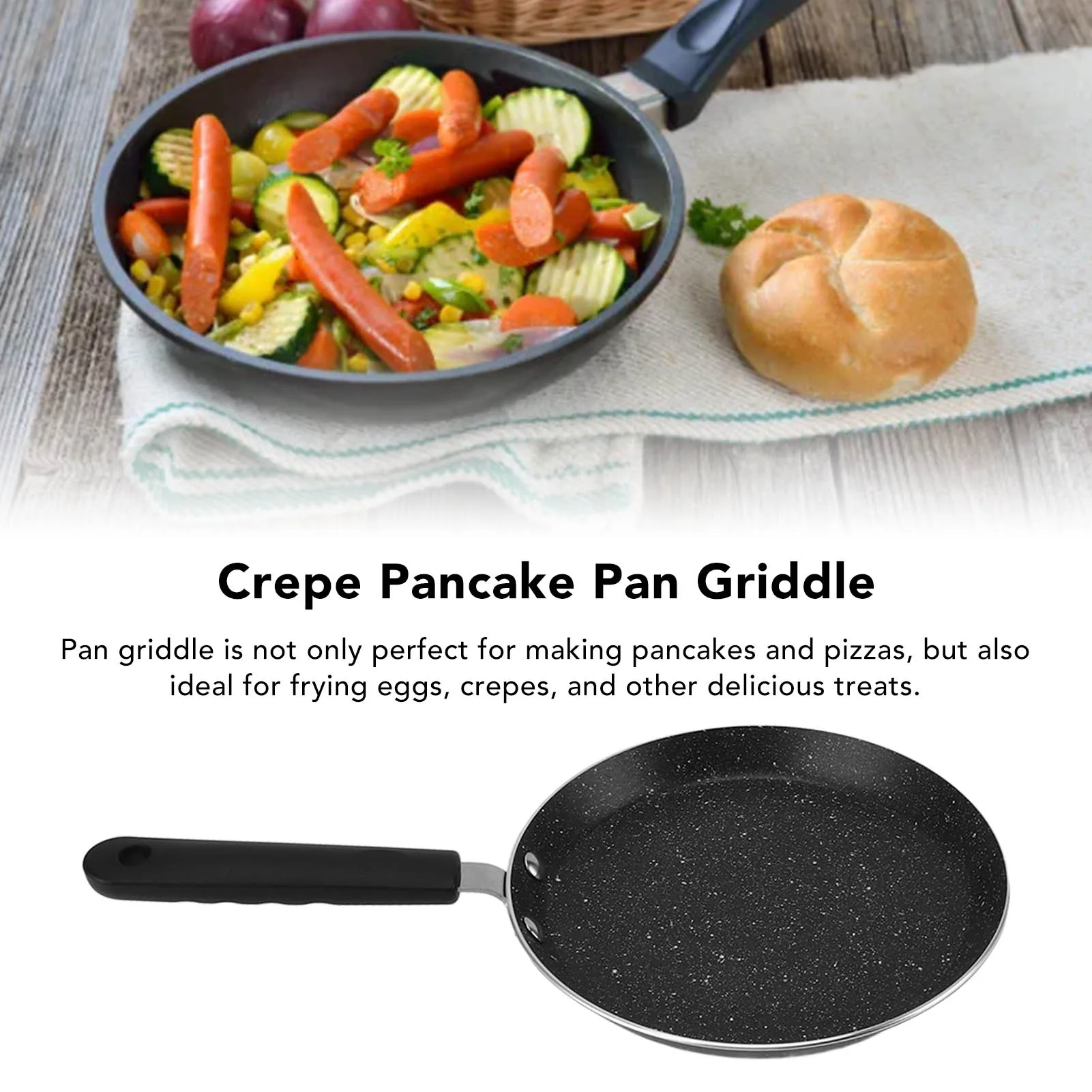 Nonstick Griddle Pan Crepe Pancake Pan Nonstick Round Shape Aluminum Alloy Portable Griddle Pancake Maker Pan Pancake Maker Pan