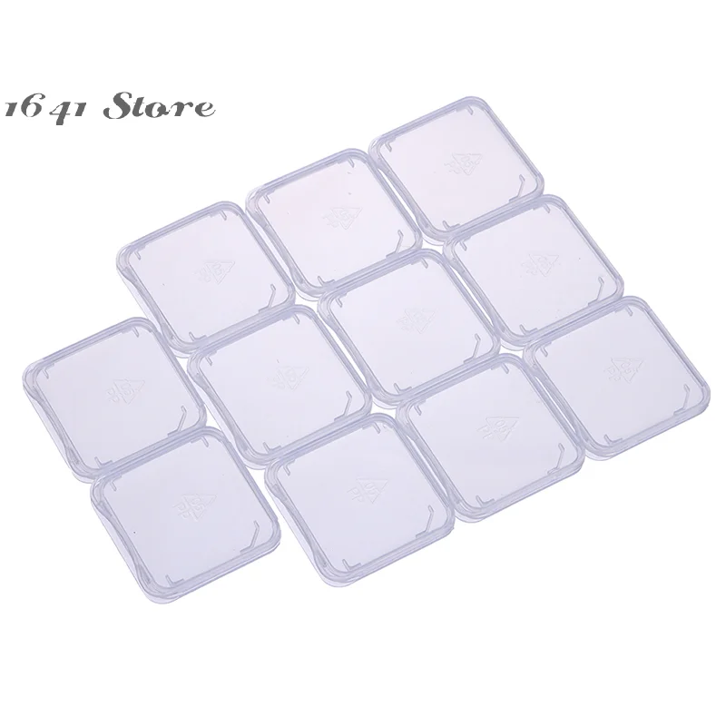 （NEW）10pcs/lot Transparent SD Memory Card Case Holder Box Storage Boxes Memory Card Clear Plastic Case Holder Protector