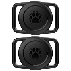 2pack Airtag Dog Collar Holder Waterproof Silicone For Apple AirTags Case Durable&Lightweight Air Tag Case for Pet Cat Collar