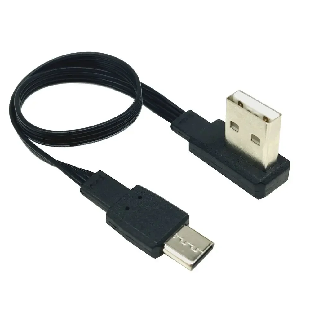 

USB-C C-type male head tilted 90 ° left and right to USB 2.0 male head data cable USB C-type flat cable 0.5m-1m Huawei type-c da