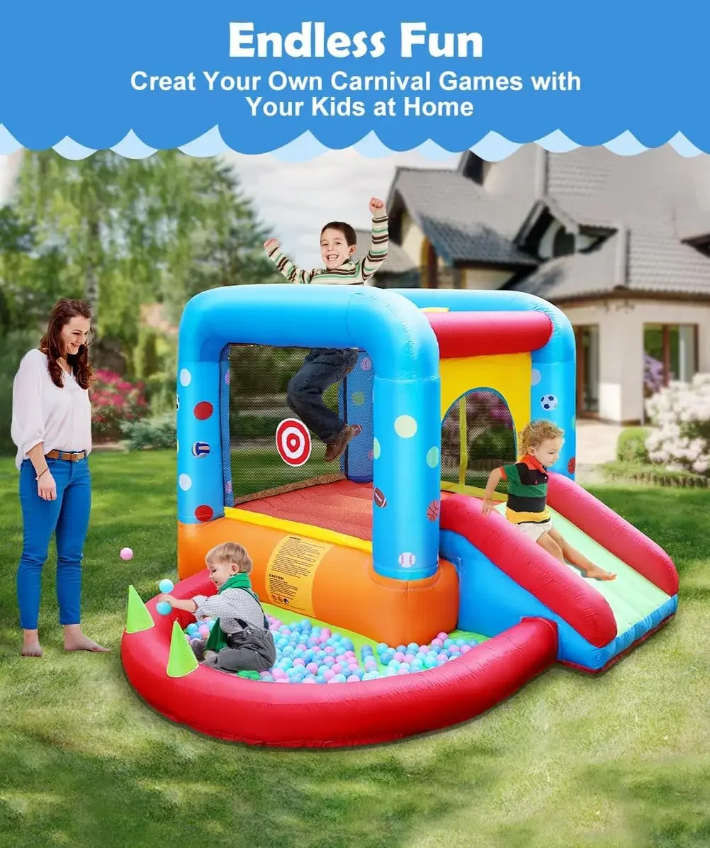 Step4Fun Inflatable Bounce House, Kids Castle Slide Bouncer for Children Jumping Outdoor and Indoor Party, Baby Backyard Water J view 2