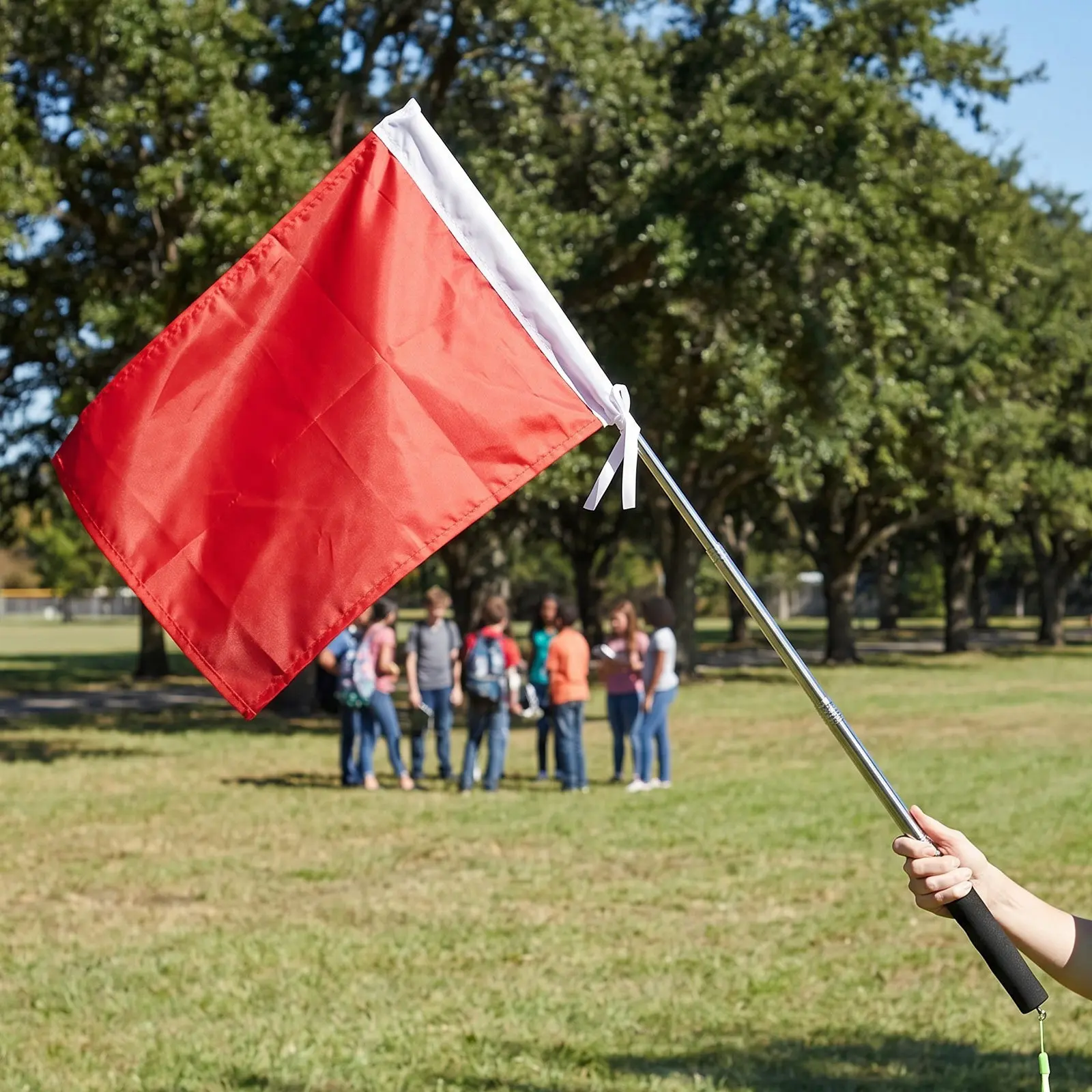 2Sets Adjustable Handheld Guide Flag Poles Portable Telescoping Retractable Stainless Steel Collapsible Flags for School Trips