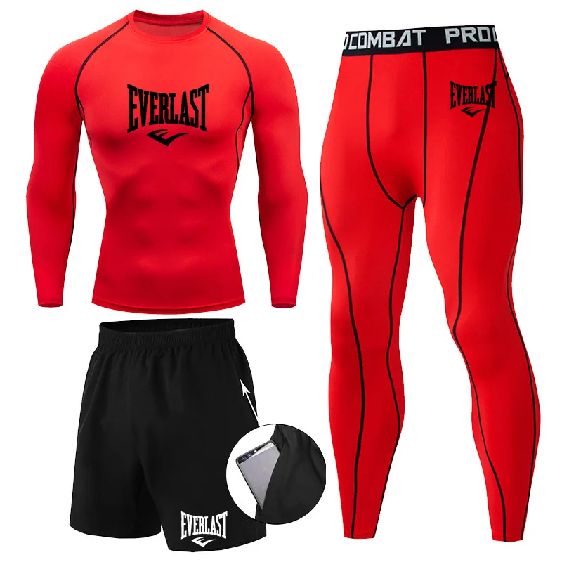 EVERLAST męska koszulka + spodenki 2 szt. Zestaw wypoczynek oddech z krótkim rękawem Sport Jogging siłownia marka odzież z nadrukiem