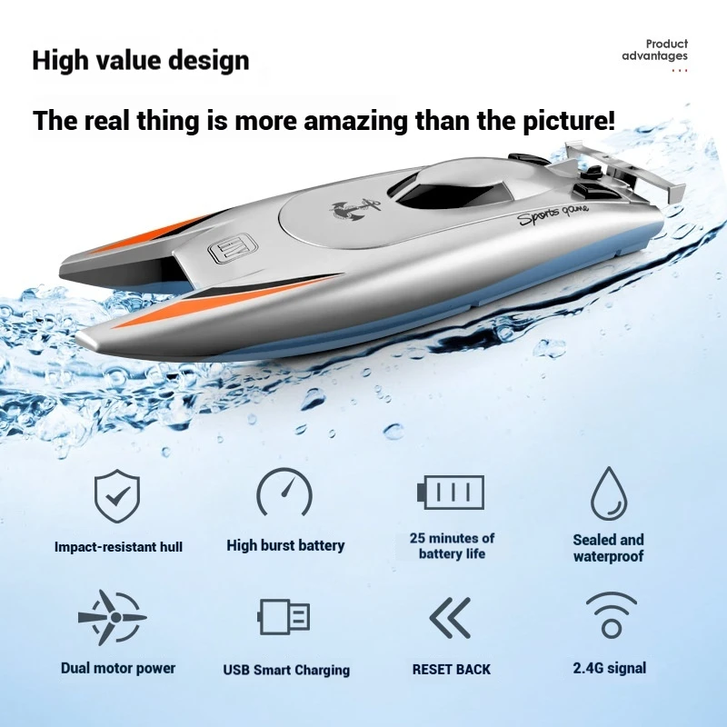 New Summer RC Remote Control Submarine Wireless 2.4G Remote Control Toy High Speed Water Remote Control Boat Electric Toy gift