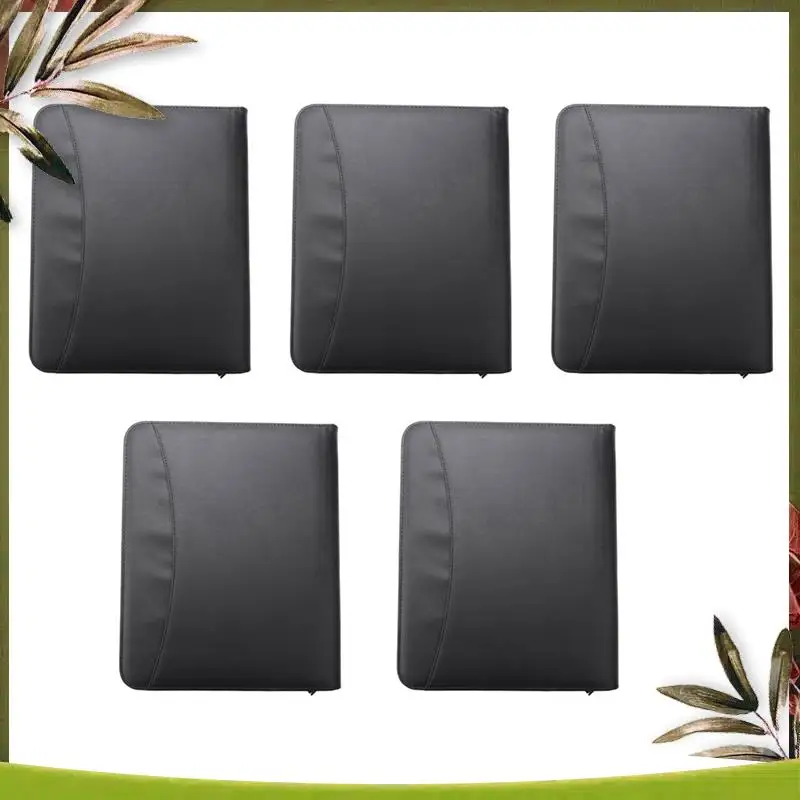 ABDW-5X مجلد من الجلد النباتي محفظة إغلاق بسحاب للأعمال Ipad/الطاولة والبطاقة مقابلة استئناف الموثق