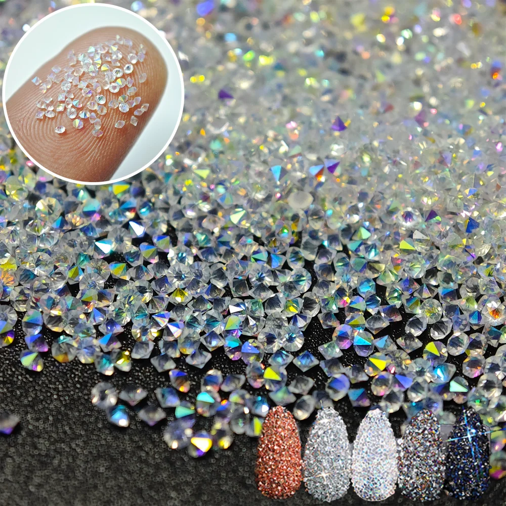 

7000pcs/pack Nail Art Pointback Smallest Glass Rhinestones 1.1-1.3MM Micro Diamond Manicure Diy Craft Mini Rhinestone wholesale