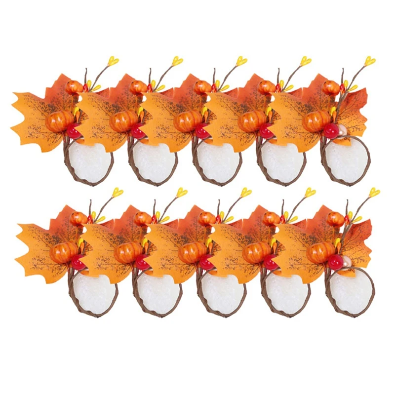 

10PCS Pumkins Napkin Rings Thanksgiving Napkin Ring Holder Berry Napkin Ring Harvest Maple Fruit Pumpkin Napkin Ring