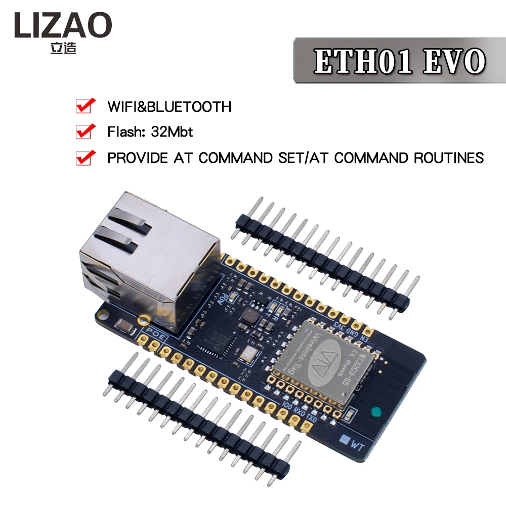 ETH01-EVO Enlightenment Display ESP32-C3 module WIFI Bluetooth Ethernet 3 in 1 Internet of Things Gateway Updated WT32-ETH01