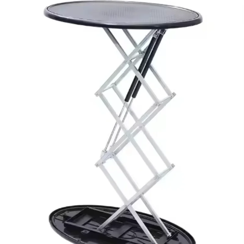 Custom Backlit Light Emitting Diode Counter and Podium Portable Aluminum Hydraulic Pop-Up Round Table