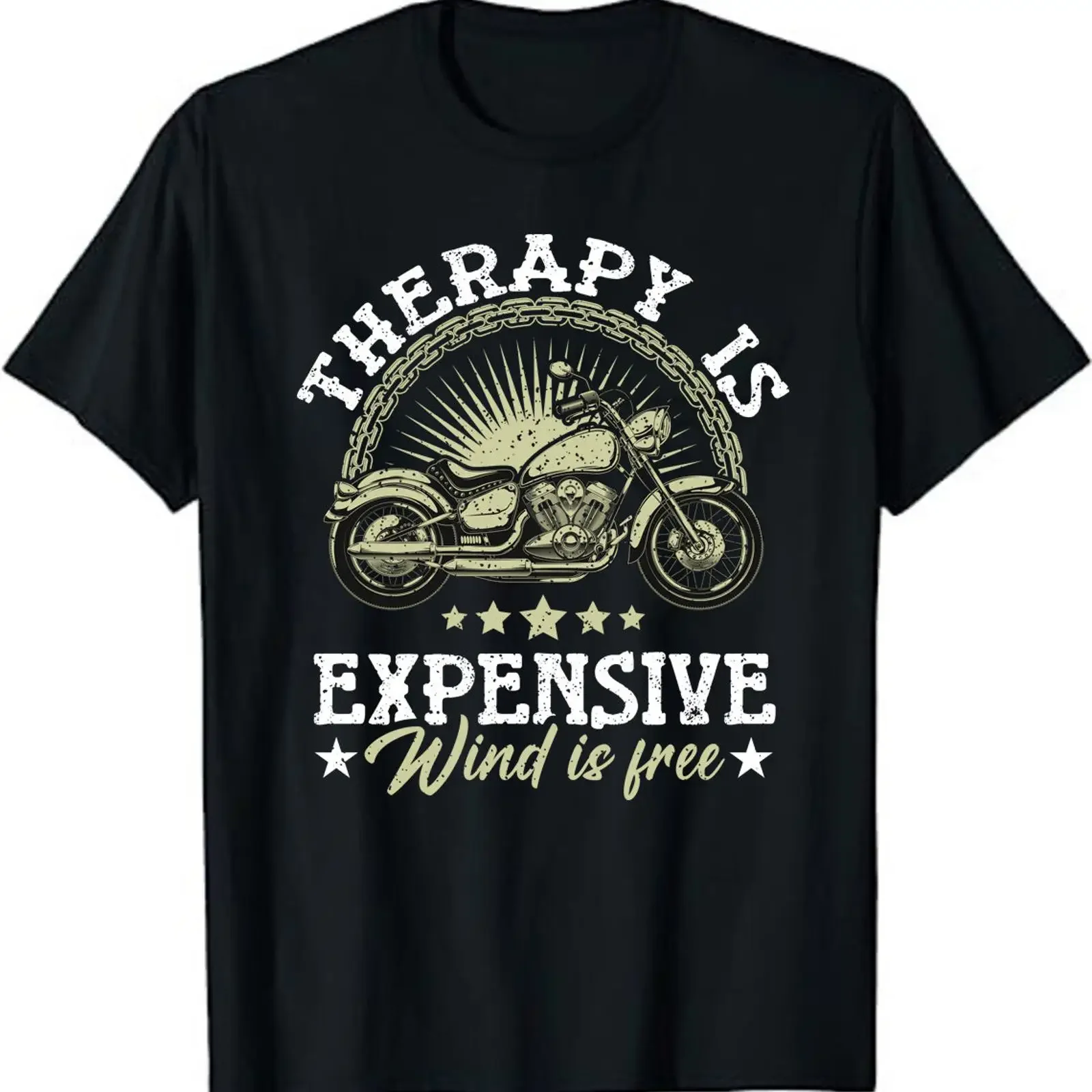 Therapy Is Expensive Wind Free Funny Motorcycle Biker T Shirt vintage Washed Versatile graphic Top For Everyday Wear Stylish