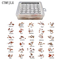 300pcs 50V Ceramic Capacitor Kit 2PF-0.1UF 30Values*10pcs Capacitance Assorted DIY Sample Pack 30pF 100pF 1nF 10nF Capacitors