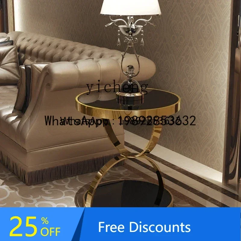 W7- Sofa round Coffee Table Model Room Phone Table Stainless Steel Small Tea Table living room decoration