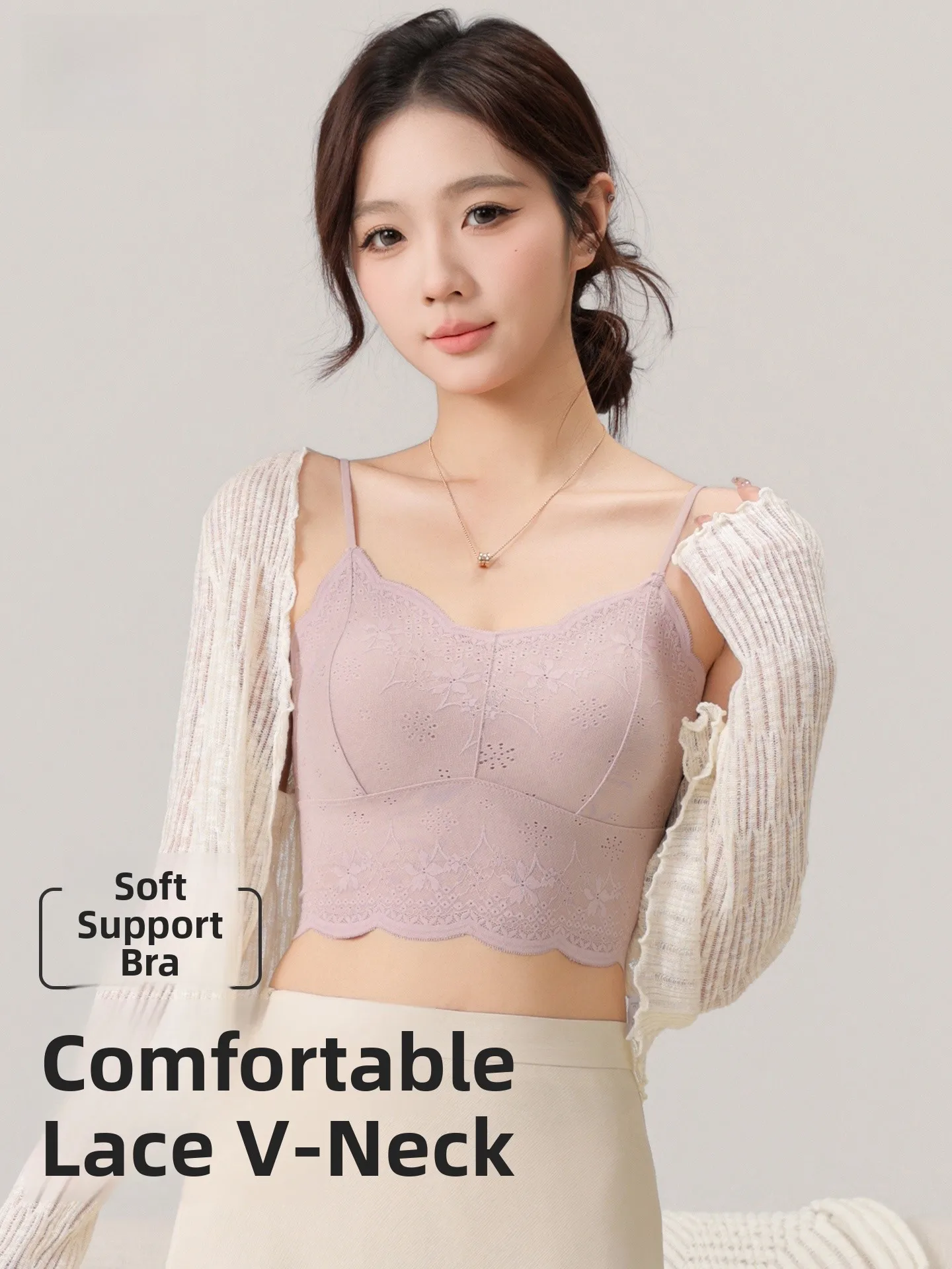 

Женский кружевной топ-бюстгальтер Tonerce с интегрированными бретелями, без рукавов, с чашечками, V-образный вырез, стандартная длина