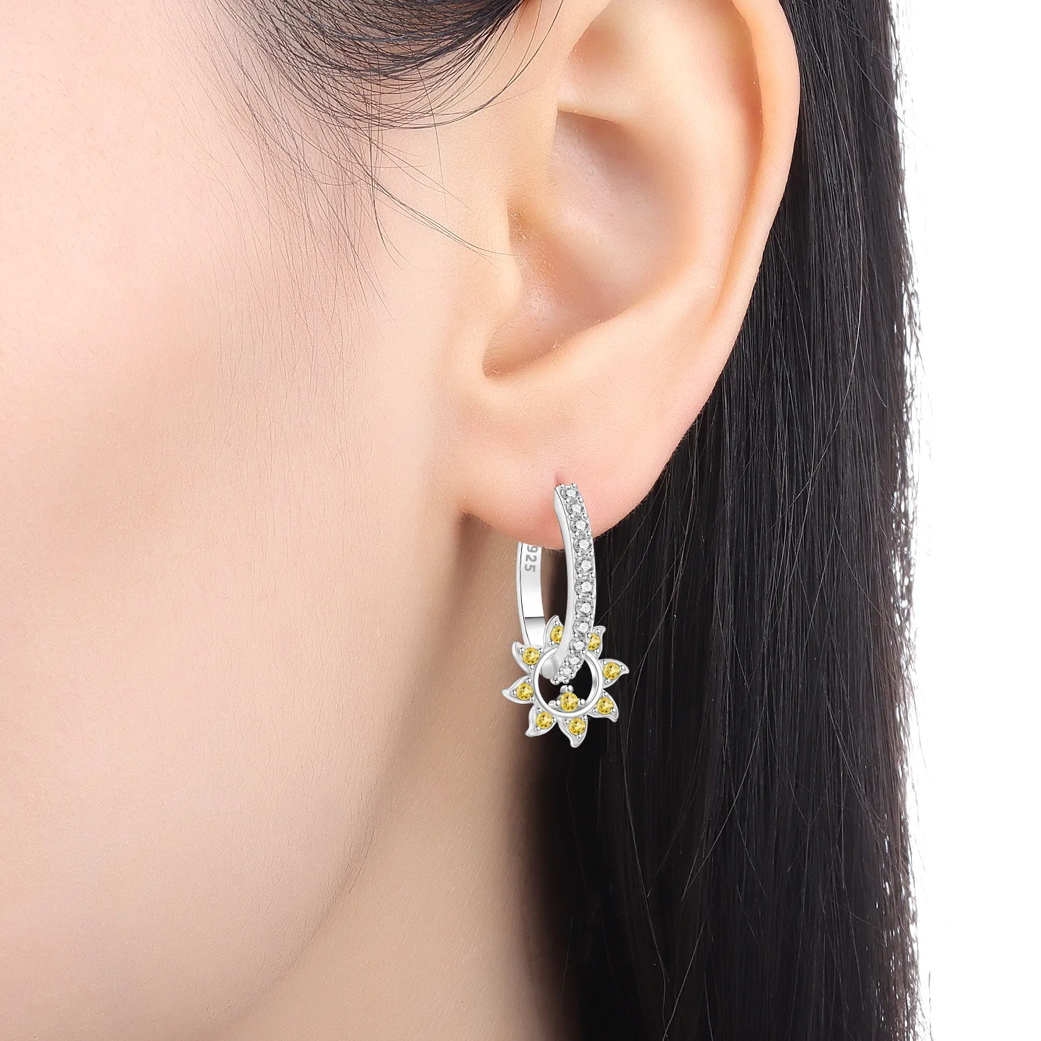 PANPOKI 925 Sterling Silver Starry Moon Sun Mandarin Duck Drop Earrings Women Earrings Original Jewelry Birthday Wedding Gifts