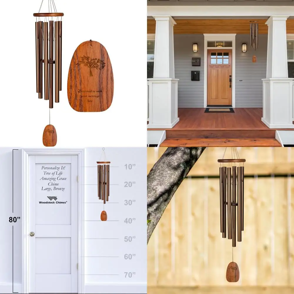 

40-inch large bronze memorial wind chime with personalized tree of life design for outdoor sympathy