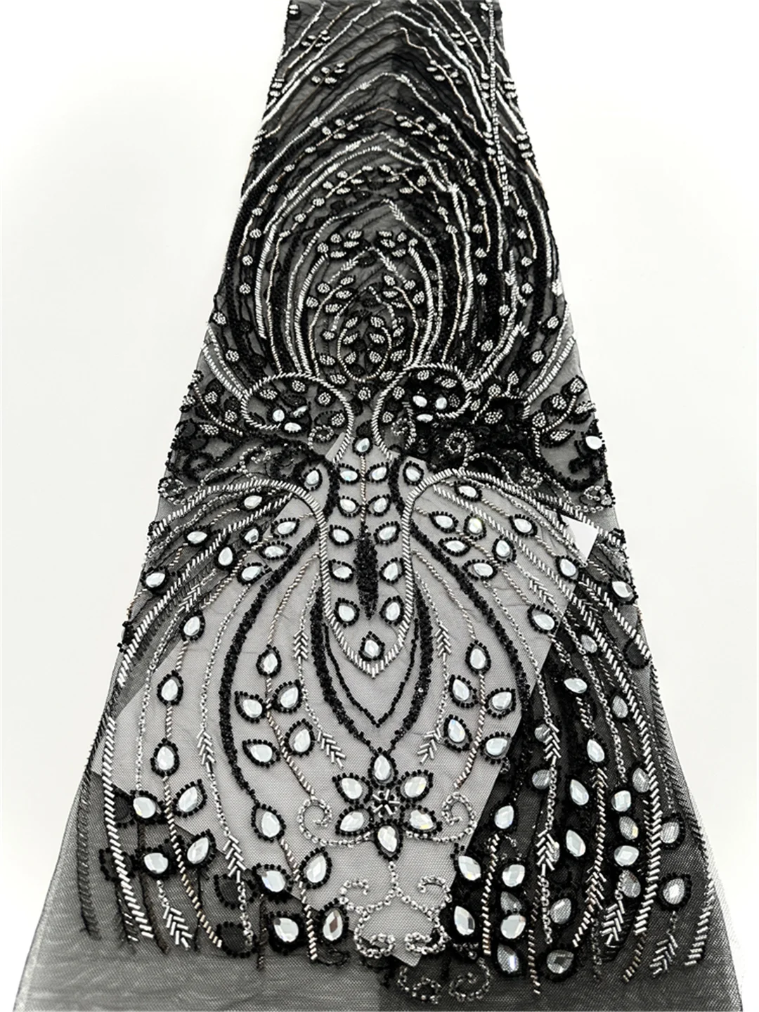 最新最高品質の人気高級エレガントなアフリカチュールスパンコールレース刺繍ビーズ生地、ウェディングドレス、イブニングドレス用-SHIT