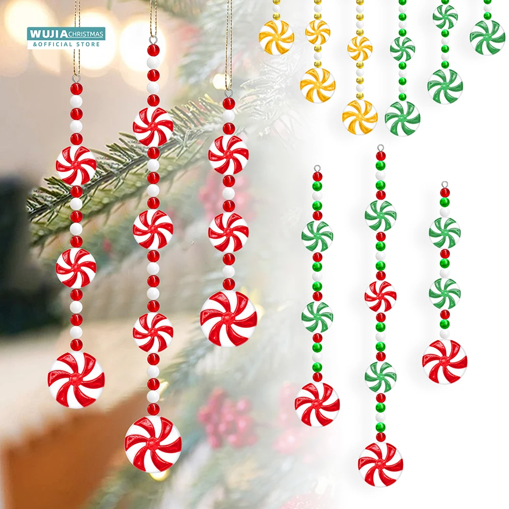 6pcs Christmas Candy Cane Lollipop Meteor Stick icicles Pendants Xmas Tree Hanging peppermint swirls Home Decor New Year Navidad