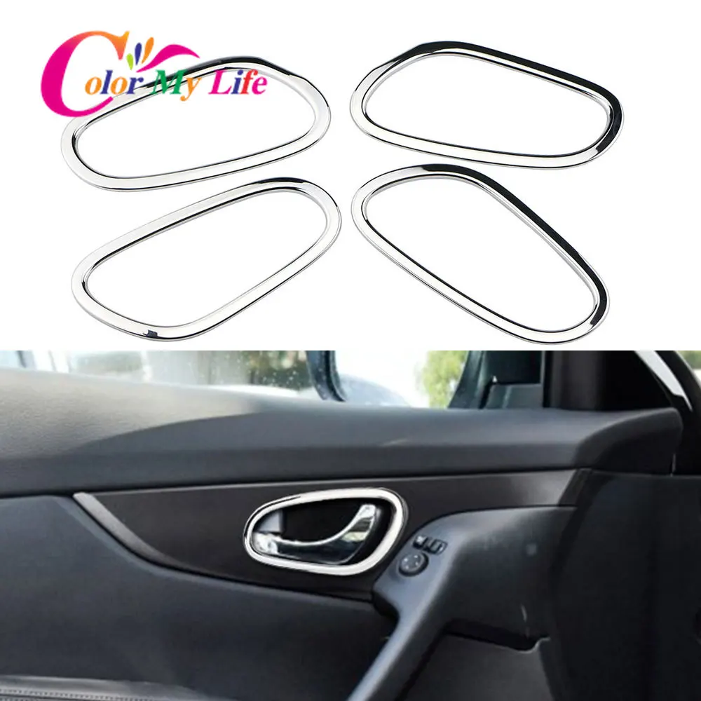 

Chrome Interior Car Door Handle Bowl Circle Cover Frame Trim for Nissan X-trail Xtrail T32 2014-2021 Accessories