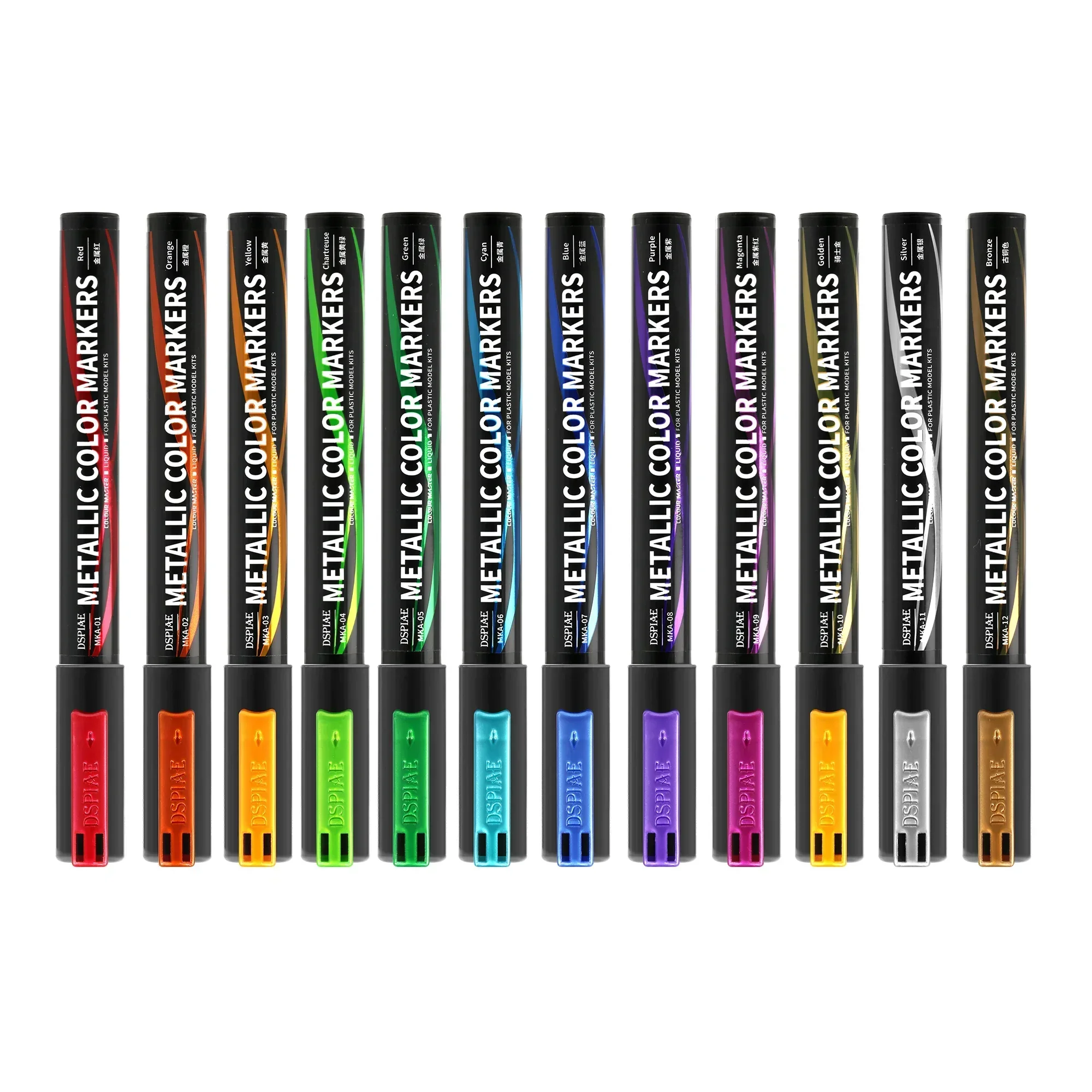 Dspiae Mka 12 Kleuren Super Metallic Marker Borstel Pen Milieuvriendelijke Op Waterbasis Zachte Kop Rood Blauw Groen Sliver 12 Stks/set