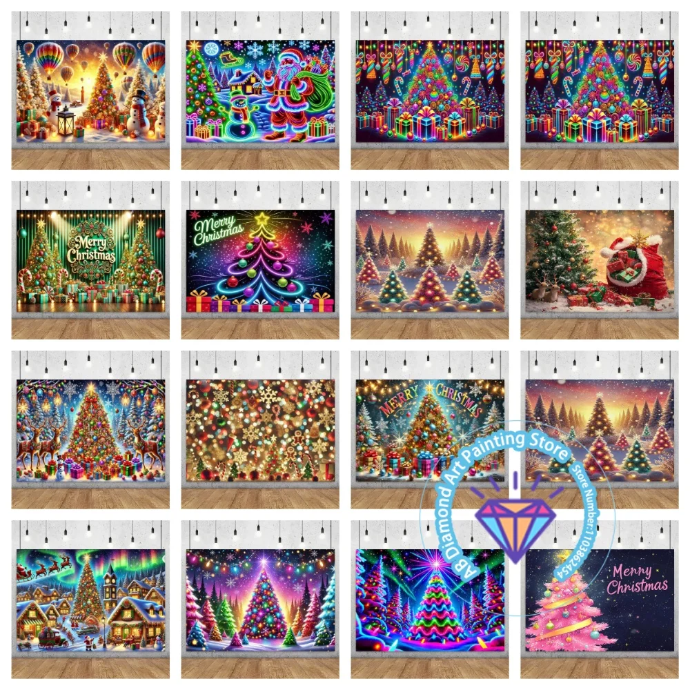 

Christmas AB Diamond Painting Kit Square Round Diamond 5D DIY Cross Embroidery Handmade Art Christmas Exquisite Gift Home Decor