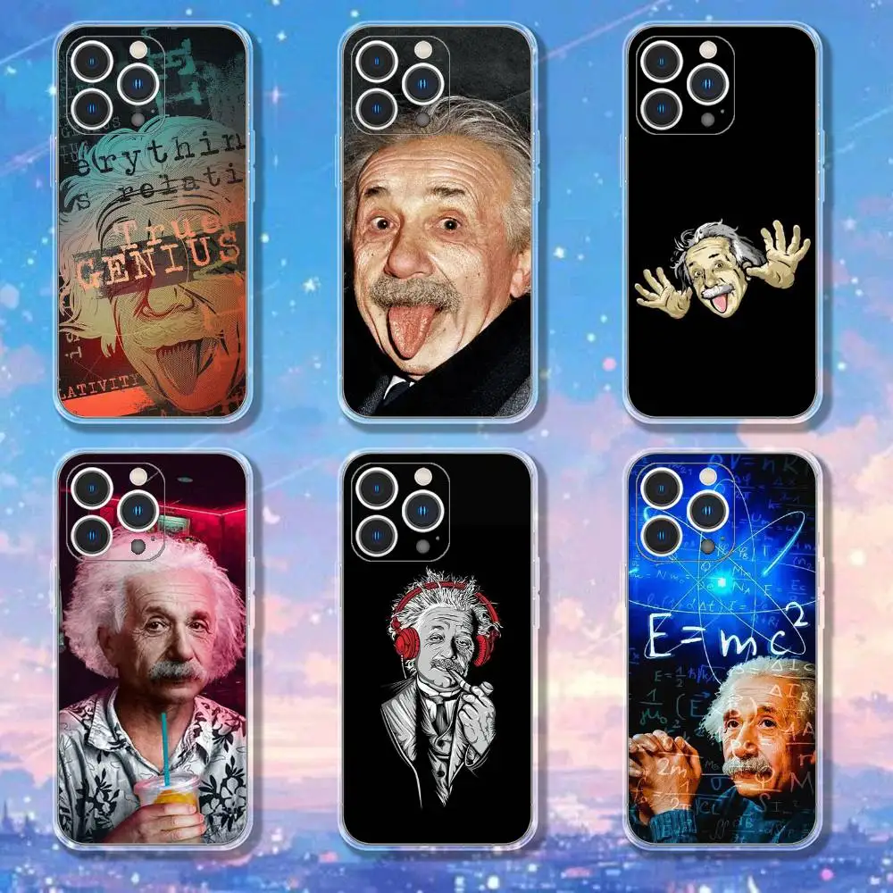 

A-Albert E-Einstein Phone Case For iPhone 17,16,15,14,13,12,11 Pro,Max,Plus,X,XS,XR,SE4,E Mini Transparent Soft Cover
