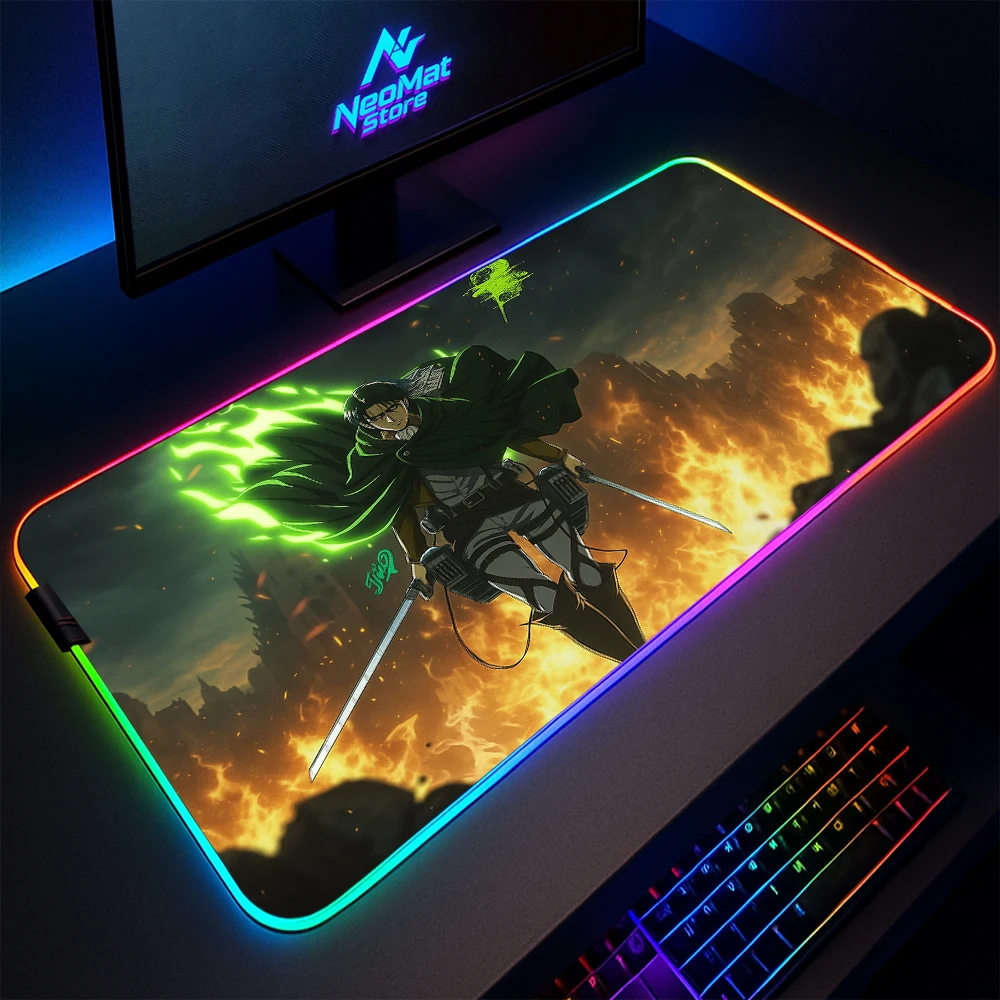 

Коврик для мыши «Атака Титанов» с подсветкой, настольный коврик Rgb, игровой коврик в стиле аниме, светодиодные настольные коврики, освещение, большие аксессуары для ПК 1000x500