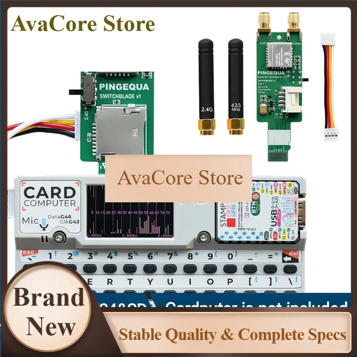 AvaCoreNew Electronics Board For Cardputer V1.1, NRF24L01+ PA/ & CC1101 Sub-GHz Transceiver With MicroSD Slot, Plug & Play