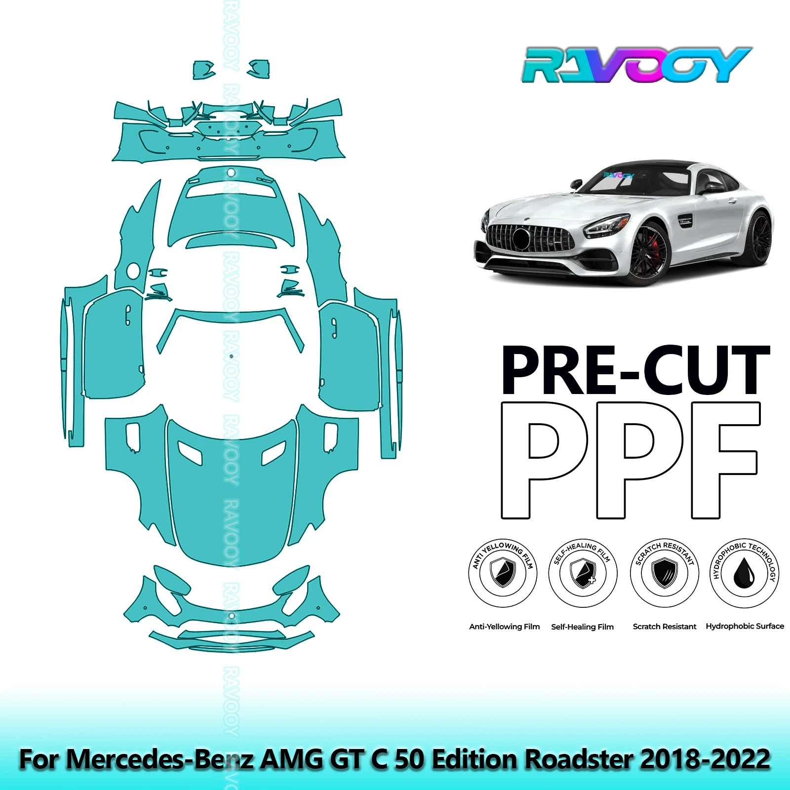 

Full Vehicle Clear Bra Precut PPF Paint Protection Film For Mercedes-Benz AMG GT C 50 Edition Roadster 2018-2022