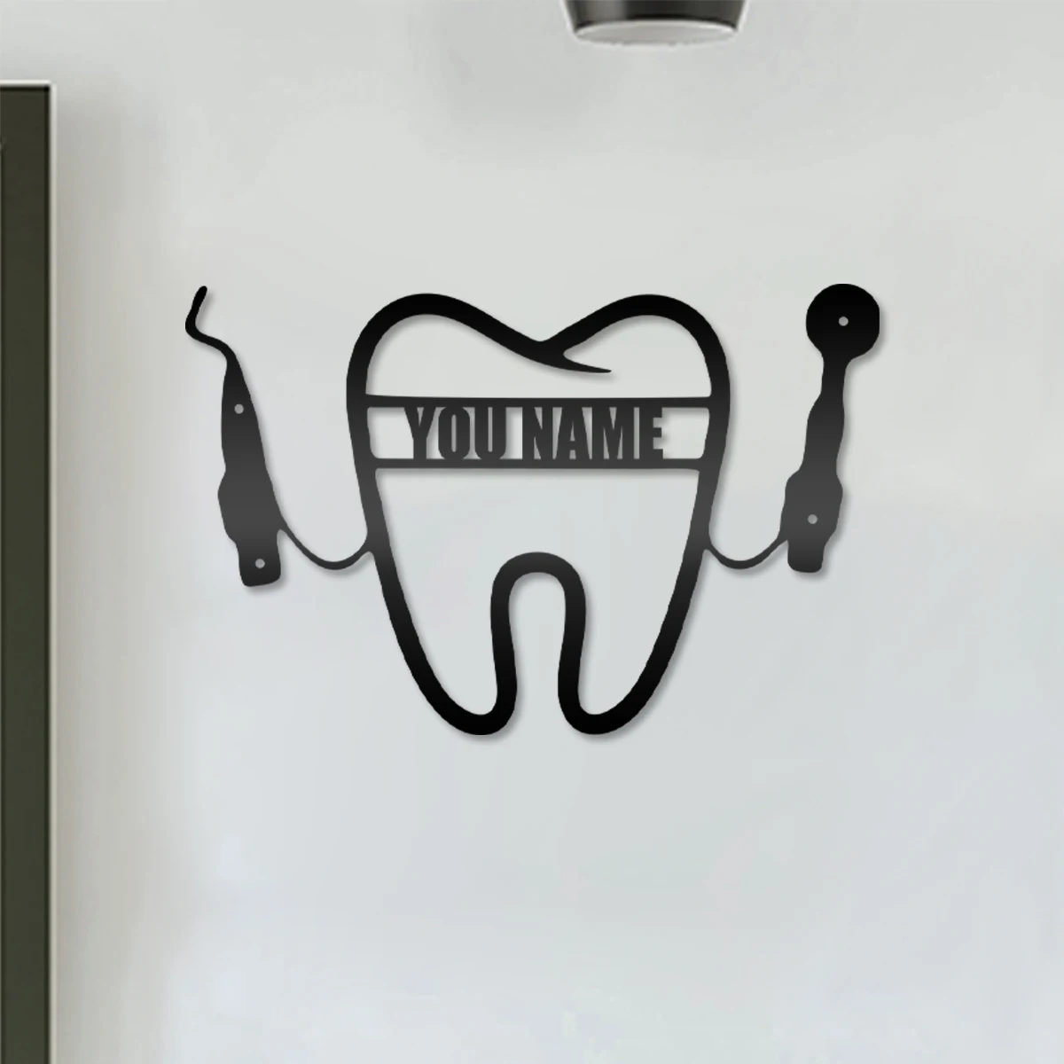 

1pc Dental mirror dentist funny Personalized name Metal Wall Signs Iron Wall Plaque for dental or clinic