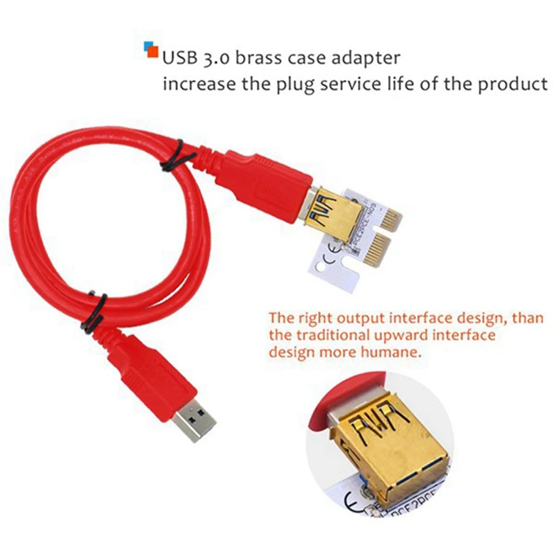 Riser VER012 MAX USB 3.0 PCI-E Riser VER 012 MAX Express 1X 16X Extender GPU Riser Adapter Card LED Work Indicator