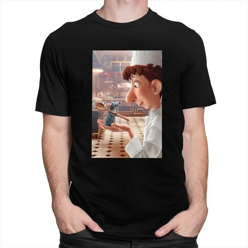 Gorgeous Ratatouille Remy T Shirt Men Short Sleeved Cotton T-shirt Print Alfredo Linguini Anime Tee Tops Fashion Tshirts