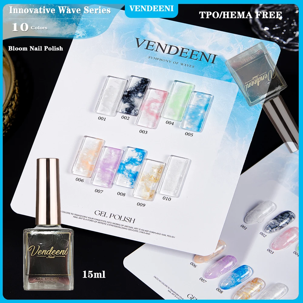 

Vendeeni 10 Colors/Set Innovative Wave Series Gel Nail Polish UV LED Blue Watercolor Bloom Manicure Varnish TPO/HEMA FREE
