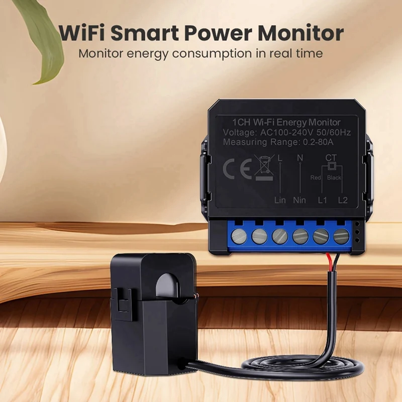 Tuya Wifi Energy Meter 80A With Current Transformer Clamp Kwh Meter Power Monitor Electricity Smart Life Remote Control