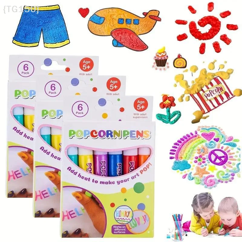 〔T〕1Box New Exotic Popcorn Pen Multifunctional Foam Marker Pen Notebook Children's Magic Pen Fun Fluffy Pen 3D Bubble Pen
