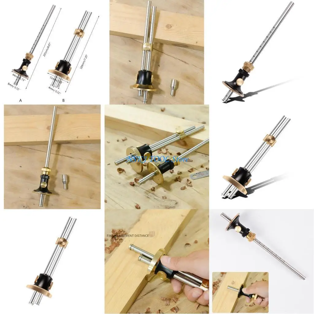 L8RC الفولاذ المقاوم للصدأ النجارة الكاتب بمناسبة مقياس غرامة ضبط نقر الكاتب حاكم عالية الدقة أداة نجار #1